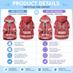 Toitu Te Tiriti Waitangi Pet Hoodie Red Wharenui House