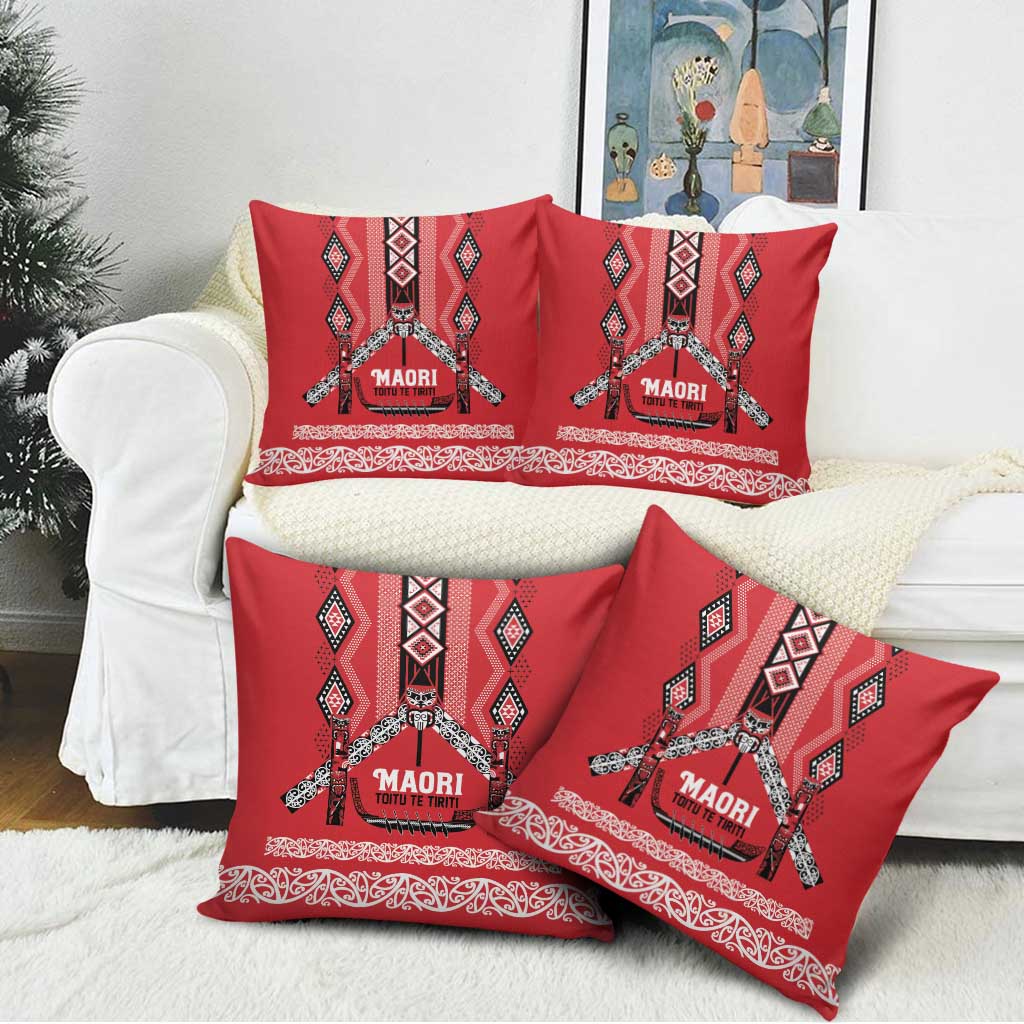 Toitu Te Tiriti Waitangi Pillow Cover Red Wharenui House - Aussie Hoodie