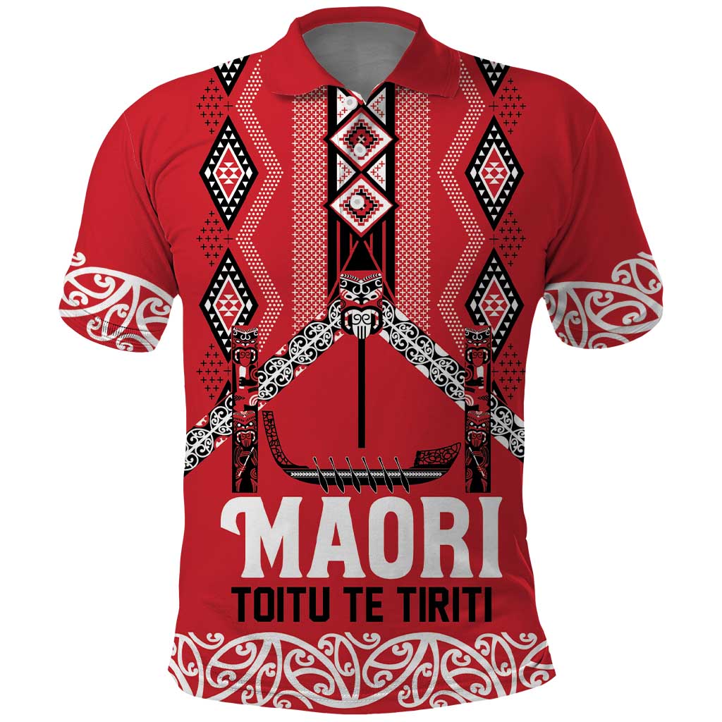 Toitu Te Tiriti Waitangi Polo Shirt Red Wharenui House - Aussie Hoodie