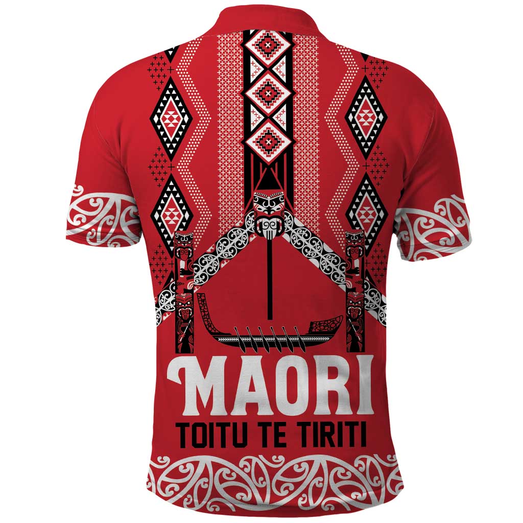 Toitu Te Tiriti Waitangi Polo Shirt Red Wharenui House - Aussie Hoodie