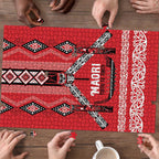 Toitu Te Tiriti Waitangi Puzzle Red Wharenui House - Aussie Hoodie