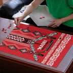 Toitu Te Tiriti Waitangi Puzzle Red Wharenui House - Aussie Hoodie