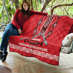 Toitu Te Tiriti Waitangi Quilt Red Wharenui House - Aussie Hoodie