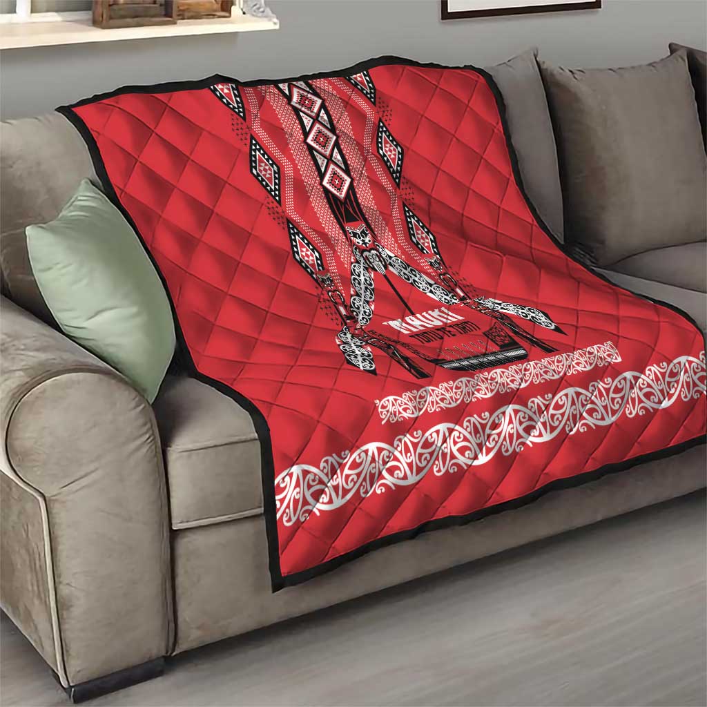 Toitu Te Tiriti Waitangi Quilt Red Wharenui House - Aussie Hoodie