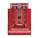 Toitu Te Tiriti Waitangi Quilt Bed Set Red Wharenui House - Aussie Hoodie