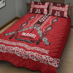 Toitu Te Tiriti Waitangi Quilt Bed Set Red Wharenui House - Aussie Hoodie