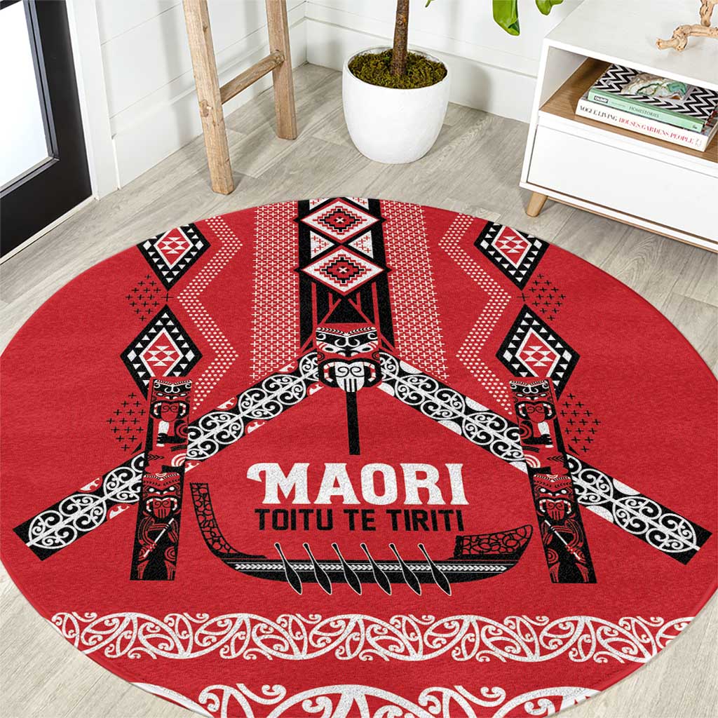 Toitu Te Tiriti Waitangi Round Carpet Red Wharenui House - Aussie Hoodie