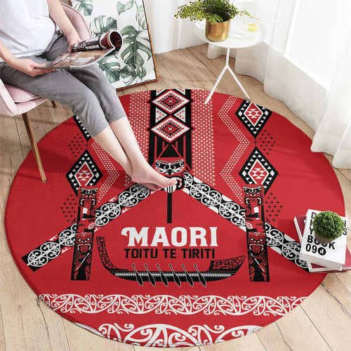 Toitu Te Tiriti Waitangi Round Carpet Red Wharenui House - Aussie Hoodie