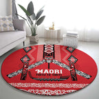 Toitu Te Tiriti Waitangi Round Carpet Red Wharenui House - Aussie Hoodie