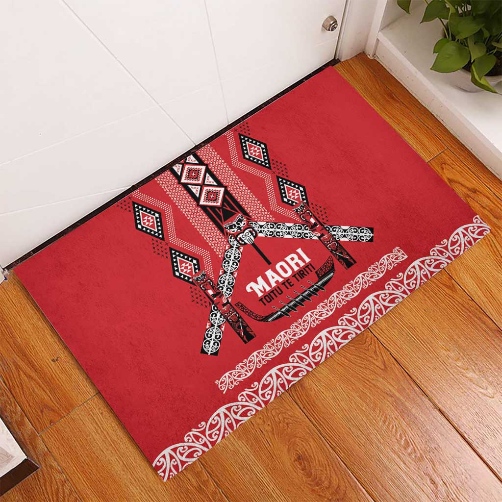 Toitu Te Tiriti Waitangi Rubber Doormat Red Wharenui House - Aussie Hoodie