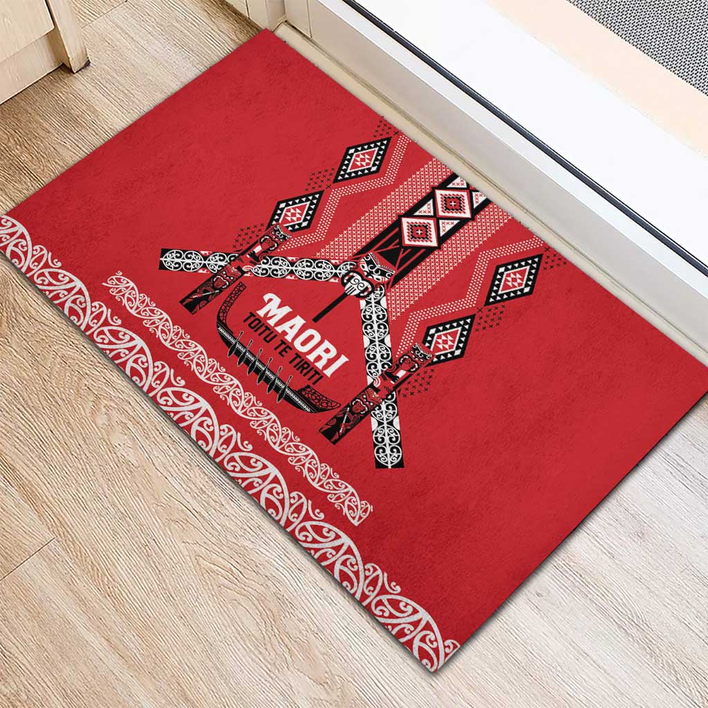 Toitu Te Tiriti Waitangi Rubber Doormat Red Wharenui House - Aussie Hoodie