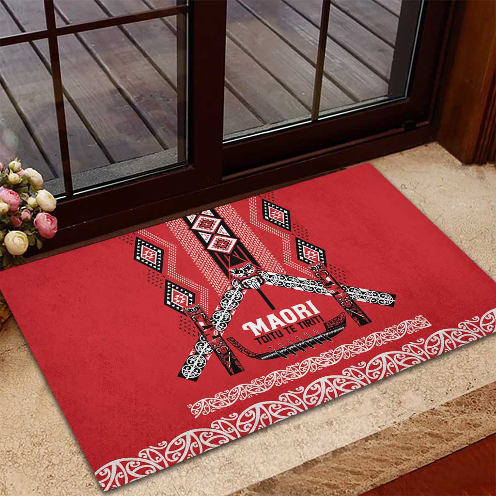 Toitu Te Tiriti Waitangi Rubber Doormat Red Wharenui House - Aussie Hoodie