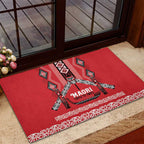 Toitu Te Tiriti Waitangi Rubber Doormat Red Wharenui House - Aussie Hoodie