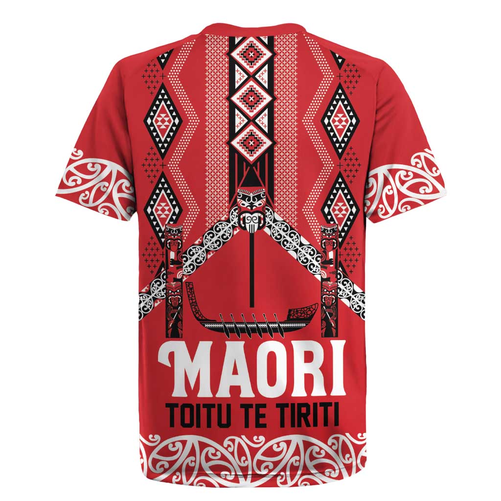 Toitu Te Tiriti Waitangi Rugby Jersey Red Wharenui House - Aussie Hoodie