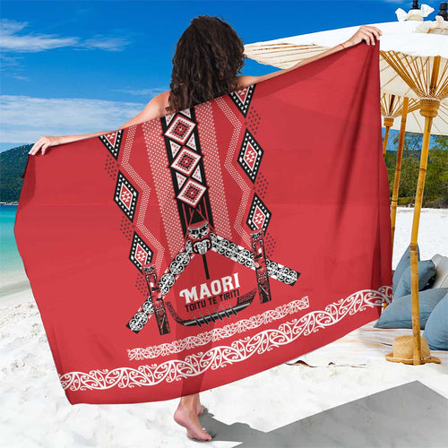 Toitu Te Tiriti Waitangi Sarong Red Wharenui House - Aussie Hoodie