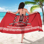 Toitu Te Tiriti Waitangi Sarong Red Wharenui House - Aussie Hoodie