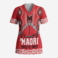 Toitu Te Tiriti Waitangi Scrub Top Red Wharenui House - Aussie Hoodie