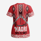 Toitu Te Tiriti Waitangi Scrub Top Red Wharenui House - Aussie Hoodie