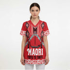 Toitu Te Tiriti Waitangi Scrub Top Red Wharenui House - Aussie Hoodie