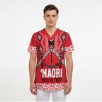 Toitu Te Tiriti Waitangi Scrub Top Red Wharenui House - Aussie Hoodie