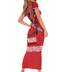 Toitu Te Tiriti Waitangi Short Sleeve Bodycon Dress Red Wharenui House - Aussie Hoodie