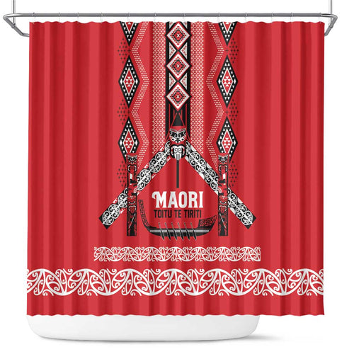 Toitu Te Tiriti Waitangi Shower Curtain Red Wharenui House - Aussie Hoodie