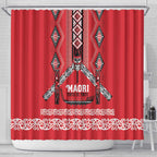 Toitu Te Tiriti Waitangi Shower Curtain Red Wharenui House - Aussie Hoodie