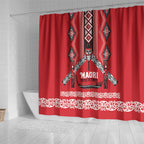 Toitu Te Tiriti Waitangi Shower Curtain Red Wharenui House - Aussie Hoodie