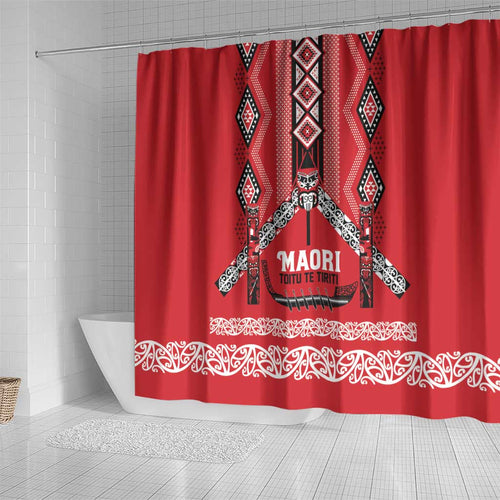 Toitu Te Tiriti Waitangi Shower Curtain Red Wharenui House - Aussie Hoodie