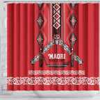 Toitu Te Tiriti Waitangi Shower Curtain Red Wharenui House - Aussie Hoodie