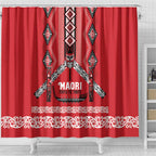 Toitu Te Tiriti Waitangi Shower Curtain Red Wharenui House - Aussie Hoodie