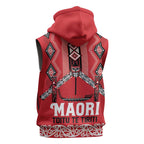 Toitu Te Tiriti Waitangi Sleeveless Hoodie Red Wharenui House - Aussie Hoodie