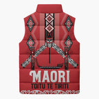 Toitu Te Tiriti Waitangi Sleeveless Puffer Jacket Red Wharenui House - Aussie Hoodie