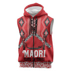Toitu Te Tiriti Waitangi Sleeveless Zip Hoodie Red Wharenui House - Aussie Hoodie
