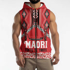 Toitu Te Tiriti Waitangi Sleeveless Zip Hoodie Red Wharenui House - Aussie Hoodie