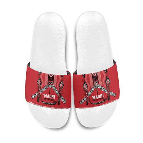 Toitu Te Tiriti Waitangi Slide Sandals Red Wharenui House - Aussie Hoodie
