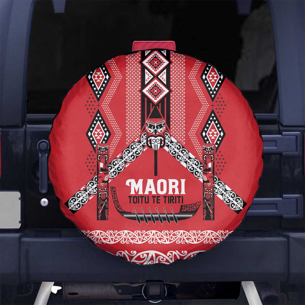 Toitu Te Tiriti Waitangi Spare Tire Cover Red Wharenui House - Aussie Hoodie