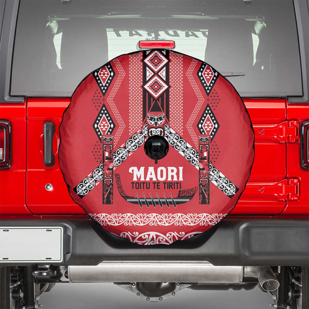 Toitu Te Tiriti Waitangi Spare Tire Cover Red Wharenui House - Aussie Hoodie