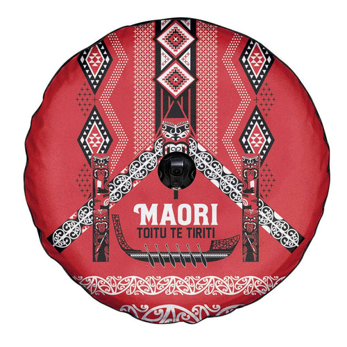 Toitu Te Tiriti Waitangi Spare Tire Cover Red Wharenui House - Aussie Hoodie