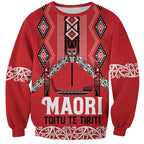 Toitu Te Tiriti Waitangi Sweatshirt Red Wharenui House - Aussie Hoodie