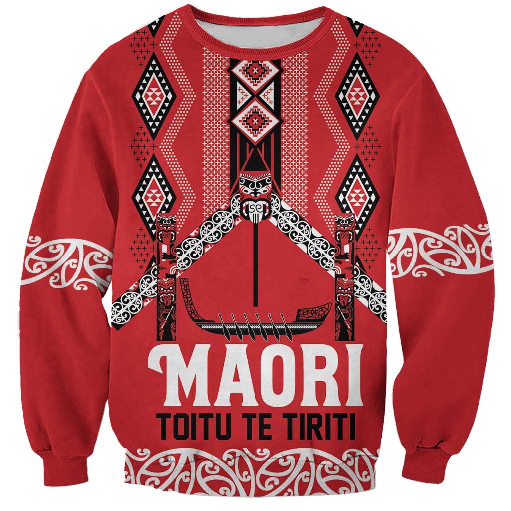 Toitu Te Tiriti Waitangi Sweatshirt Red Wharenui House - Aussie Hoodie