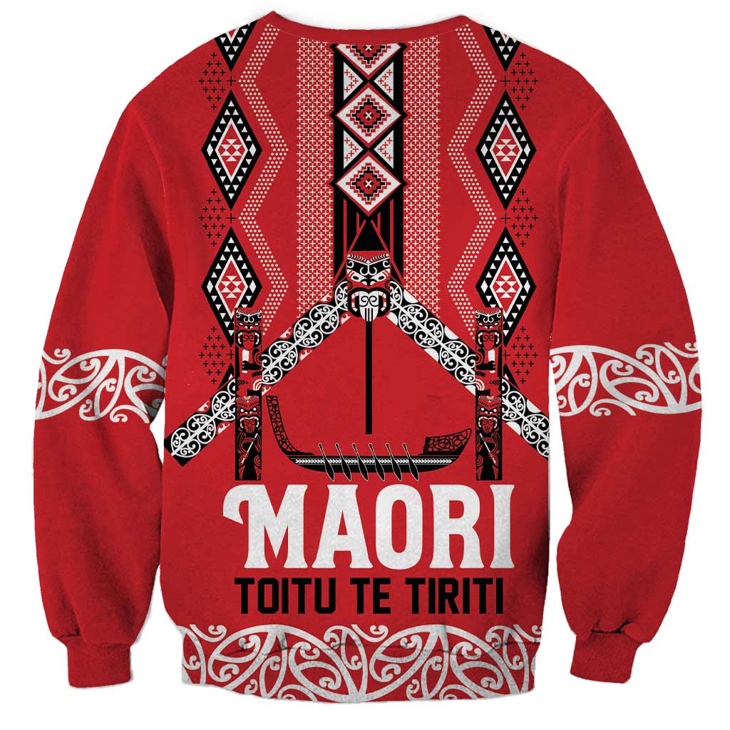 Toitu Te Tiriti Waitangi Sweatshirt Red Wharenui House - Aussie Hoodie