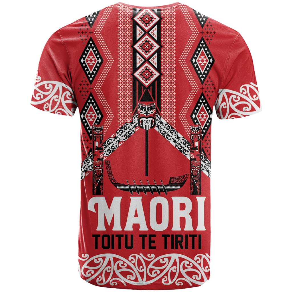 Toitu Te Tiriti Waitangi T Shirt Red Wharenui House - Aussie Hoodie