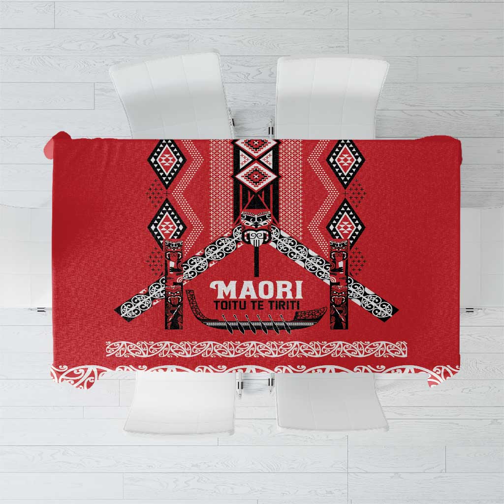 Toitu Te Tiriti Waitangi Tablecloth Red Wharenui House - Aussie Hoodie