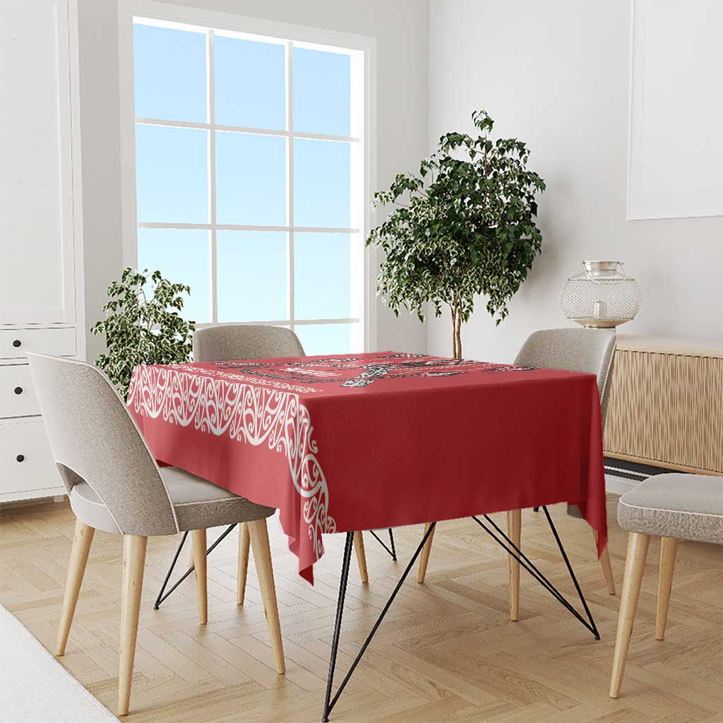 Toitu Te Tiriti Waitangi Tablecloth Red Wharenui House - Aussie Hoodie