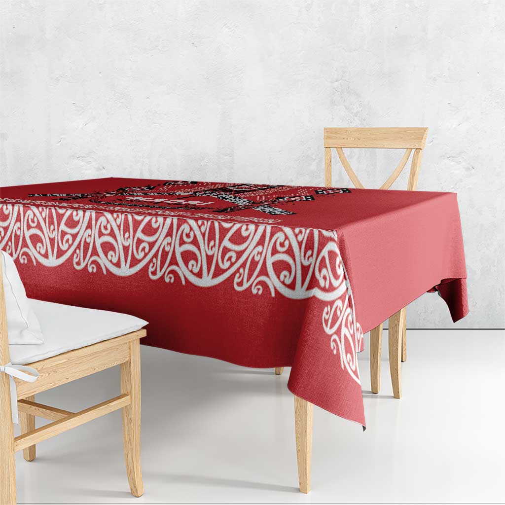 Toitu Te Tiriti Waitangi Tablecloth Red Wharenui House - Aussie Hoodie