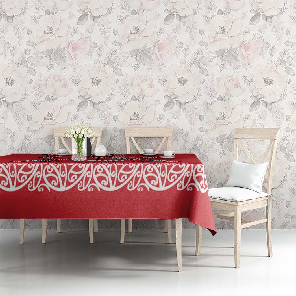 Toitu Te Tiriti Waitangi Tablecloth Red Wharenui House - Aussie Hoodie