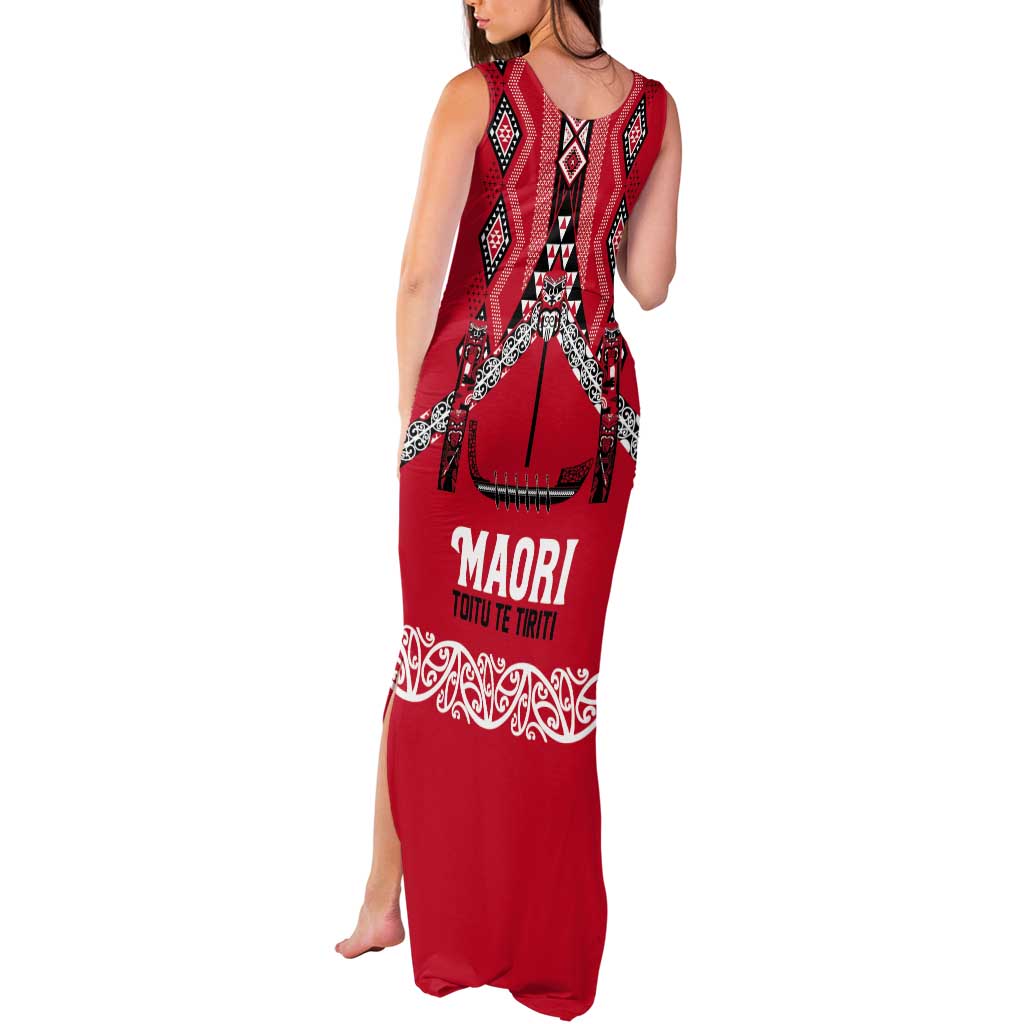 Toitu Te Tiriti Waitangi Tank Maxi Dress Red Wharenui House - Aussie Hoodie