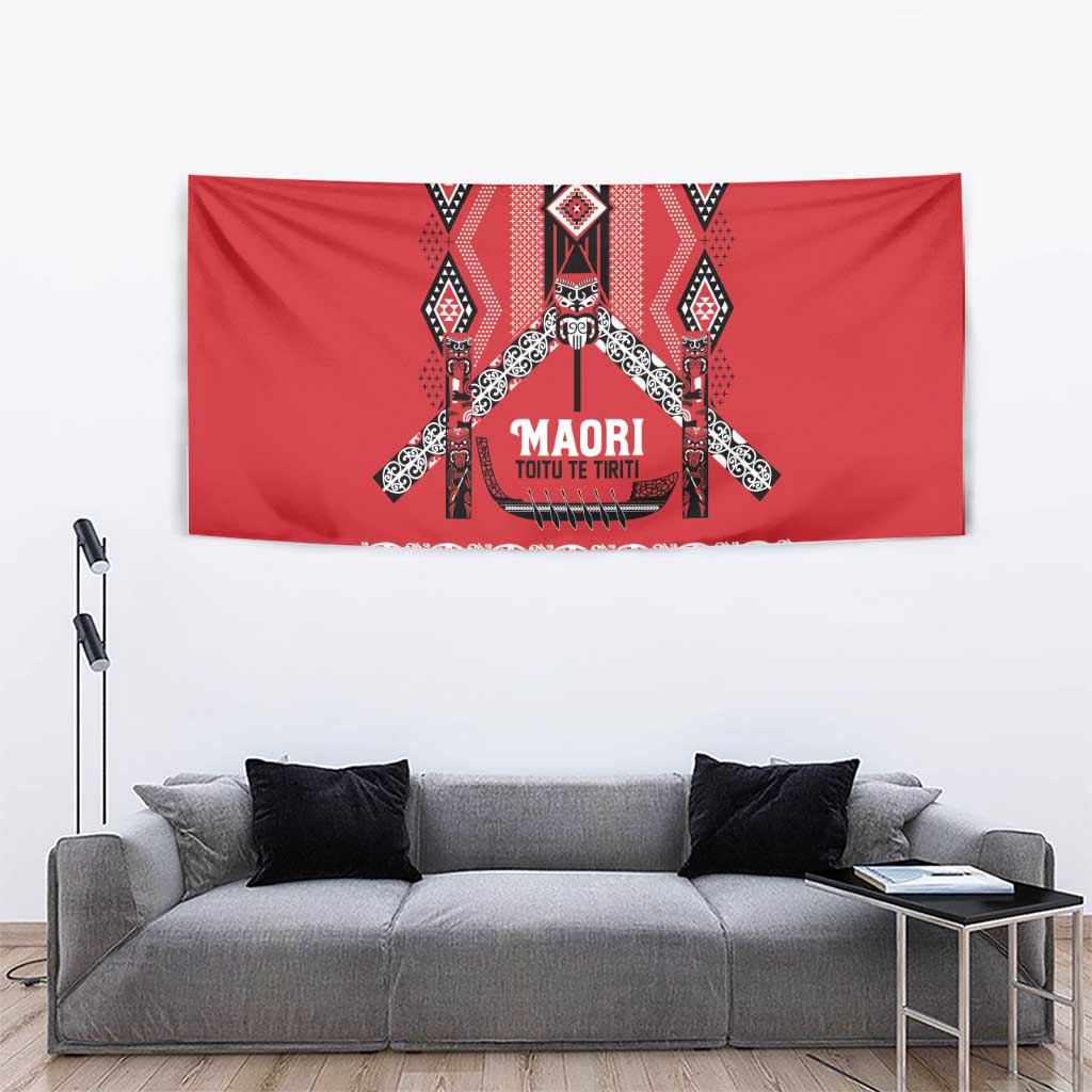 Toitu Te Tiriti Waitangi Tapestry Red Wharenui House - Aussie Hoodie