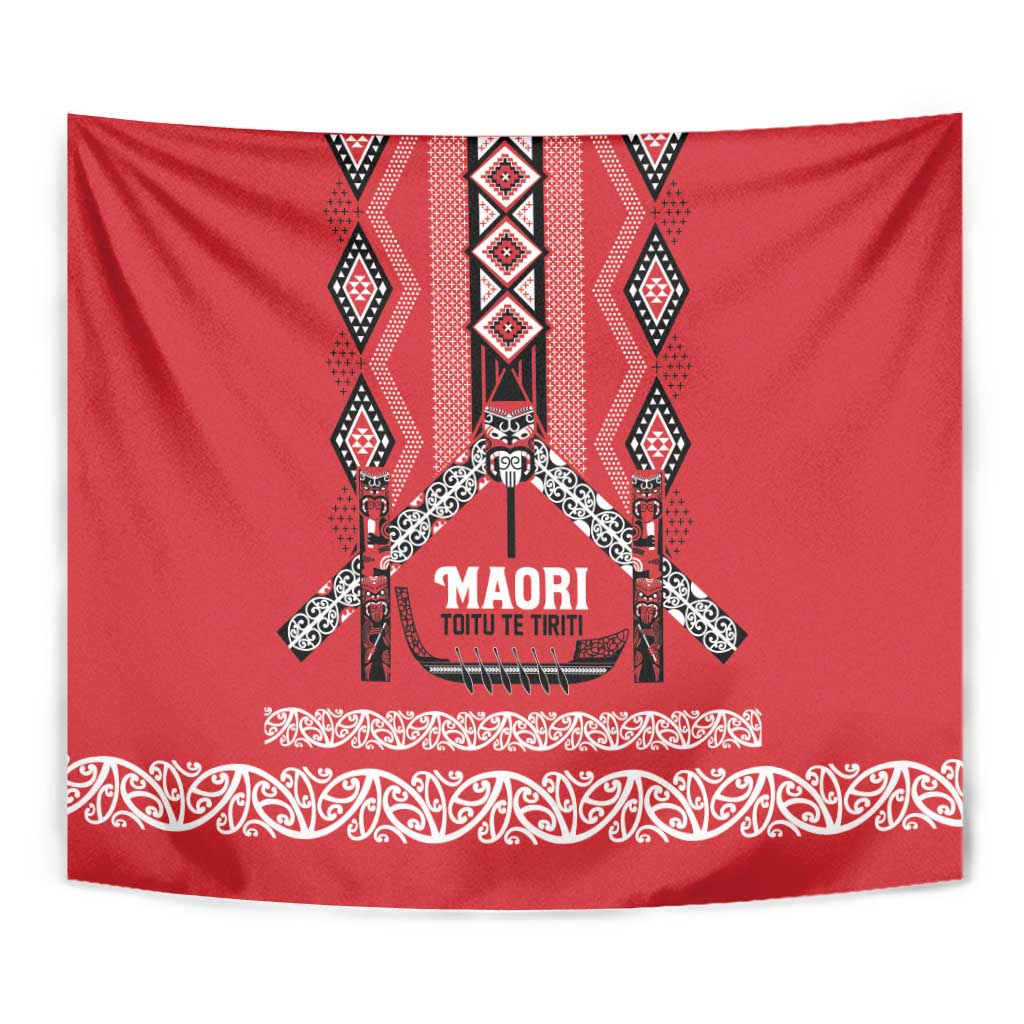 Toitu Te Tiriti Waitangi Tapestry Red Wharenui House - Aussie Hoodie